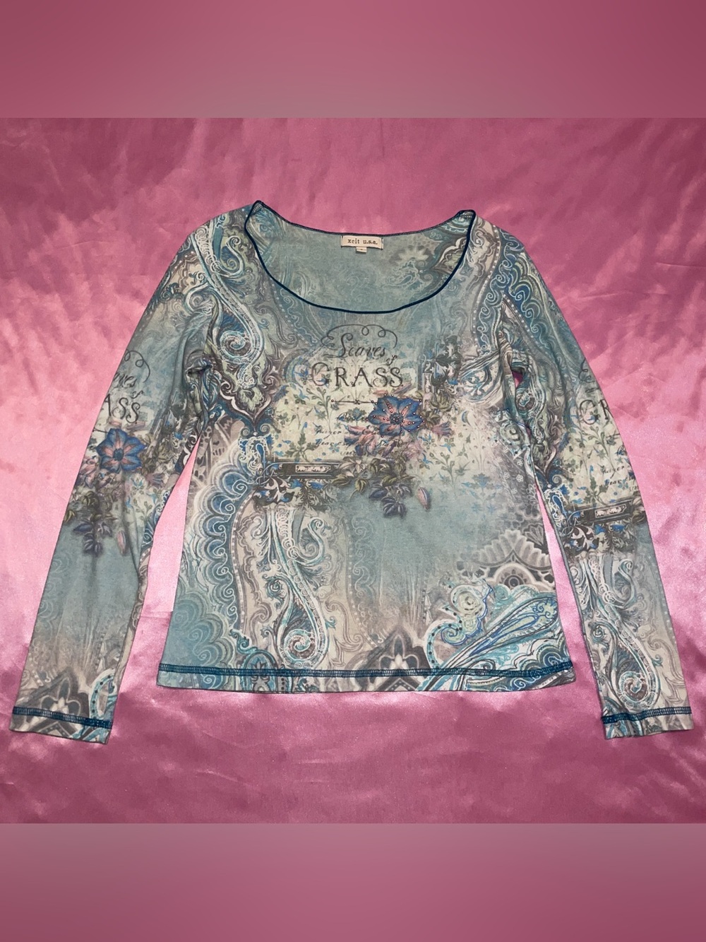 vintage y2k xcit usa leaves of grass top